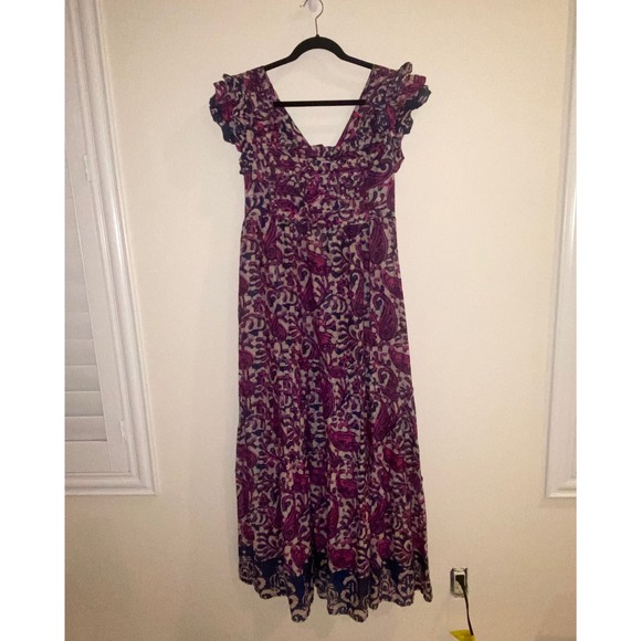 House of Harlow 1960 Dress Tie Back Ruffle  Tiered Maxi size Large - Picture 1 of 6